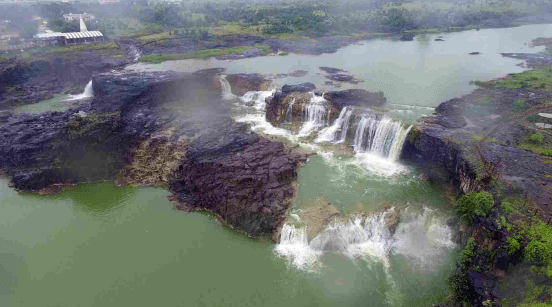 a waterfall in a river